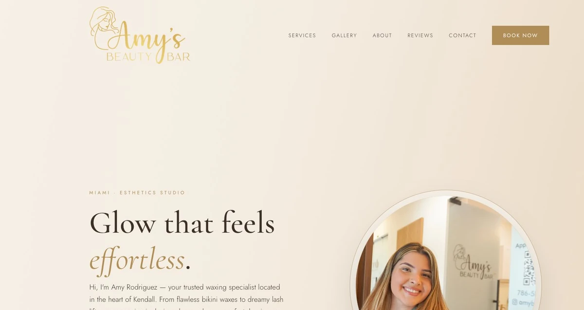 Amy's Beauty Bar website — live preview