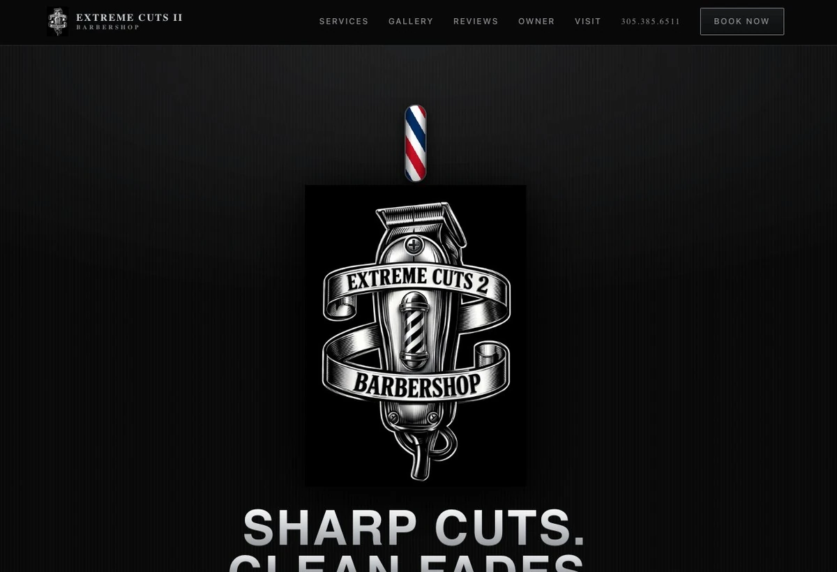 Extreme Cuts II barbershop website — live preview